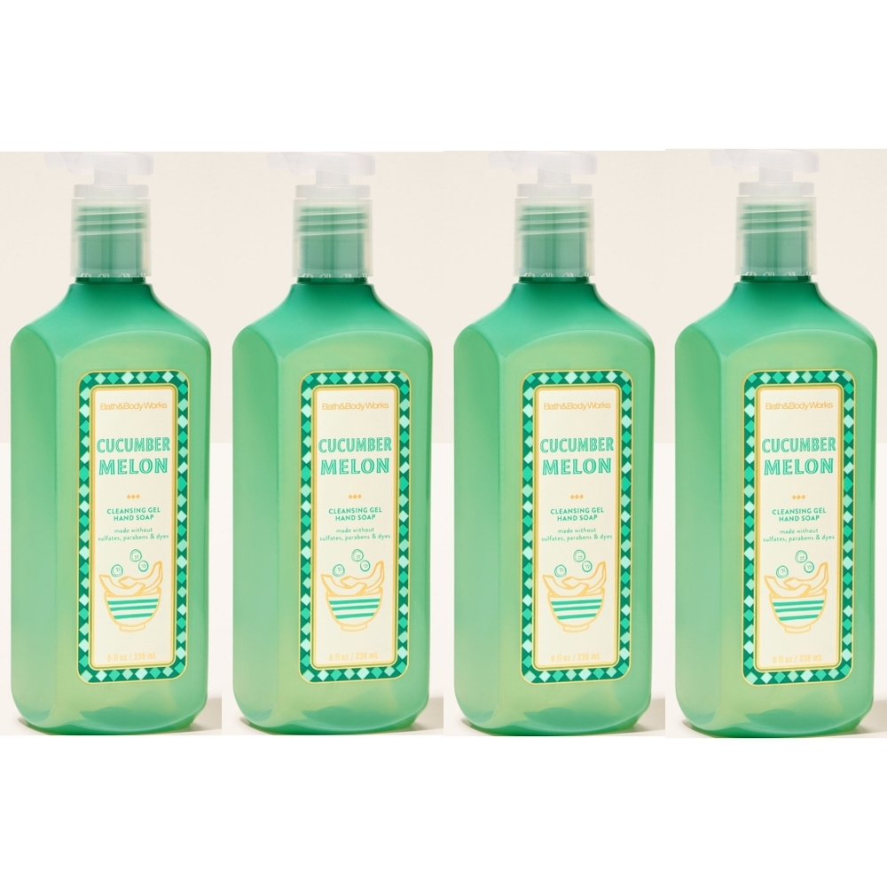 Bath Body Works Cucumber Melon Cleansing Gel Hand Soap Set of 4 NEW Rare